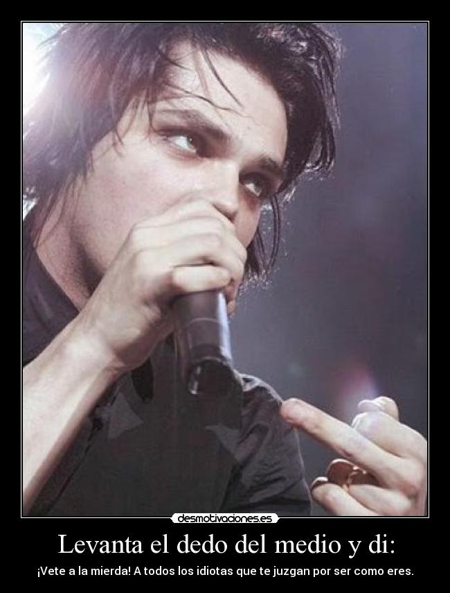 Levanta el dedo del medio y di: - ¡Vete a la mierda! A todos los idiotas que te juzgan por ser como eres.