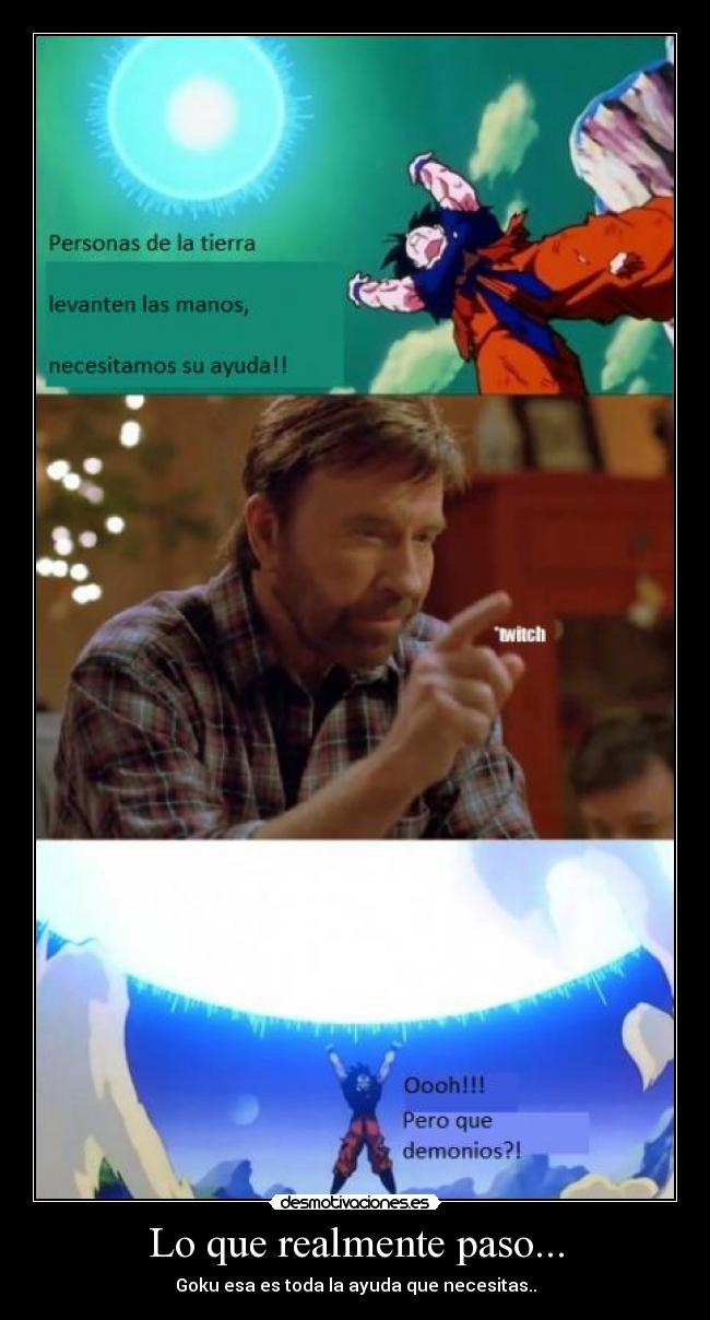 carteles chuck norris goku genkidama desmotivaciones