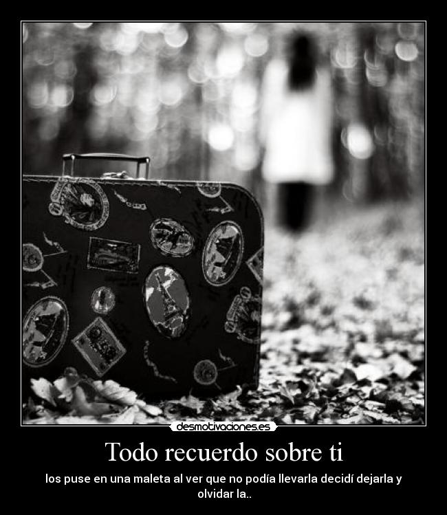 Todo recuerdo sobre ti - los puse en una maleta al ver que no podía llevarla decidí dejarla y olvidar la..