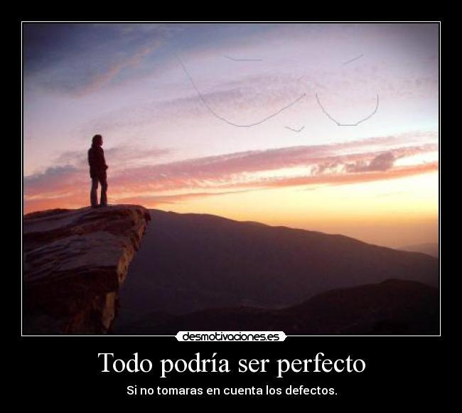 Todo podría ser perfecto - Si no tomaras en cuenta los defectos.