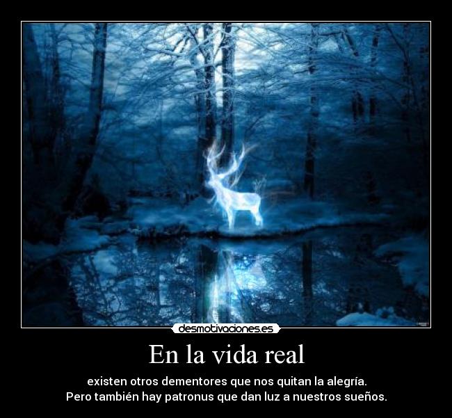 En la vida real - existen otros dementores que nos quitan la alegría.
Pero también hay patronus que dan luz a nuestros sueños.