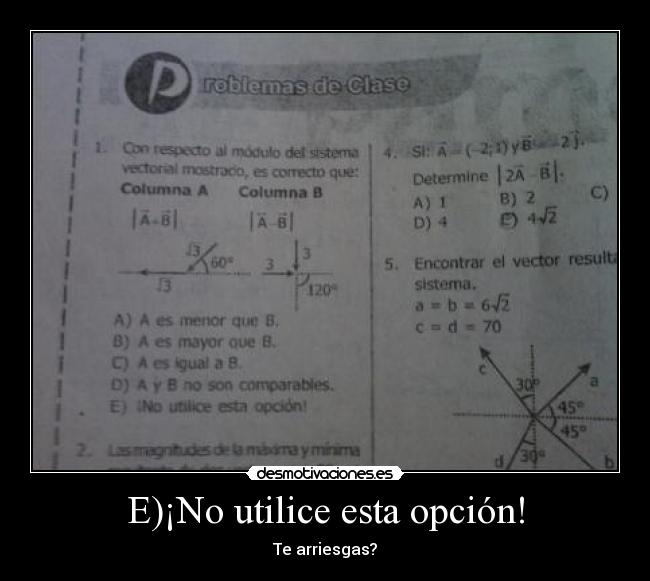 E)¡No utilice esta opción! - Te arriesgas?