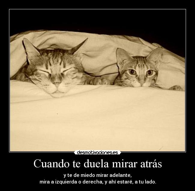 Cuando te duela mirar atrás - y te de miedo mirar adelante,
mira a izquierda o derecha, y ahí estaré, a tu lado.