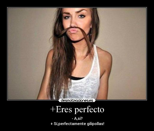 +Eres perfecto - - A,si?
+ Sí,perfectamente gilipollas!