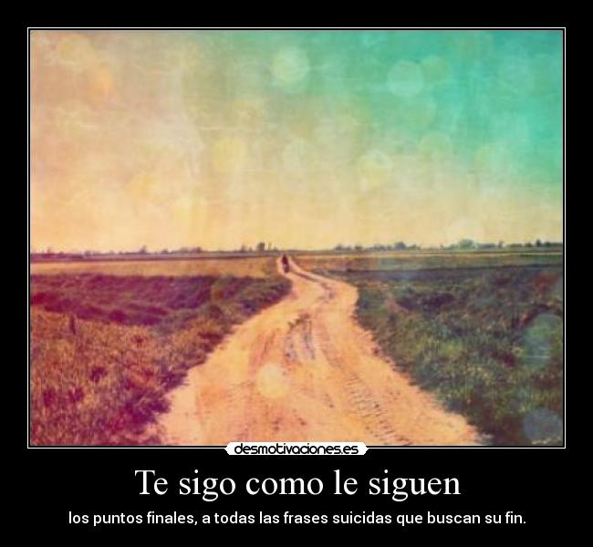 Te sigo como le siguen - los puntos finales, a todas las frases suicidas que buscan su fin.
