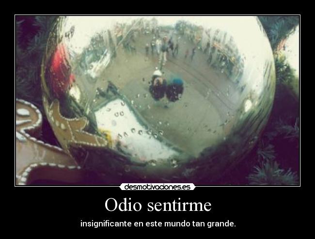 Odio sentirme - insignificante en este mundo tan grande.