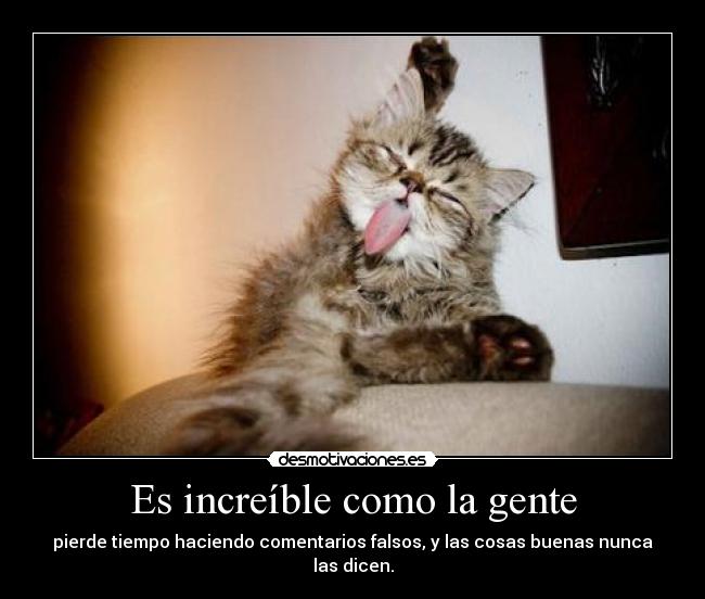 Es increíble como la gente - pierde tiempo haciendo comentarios falsos, y las cosas buenas nunca las dicen.