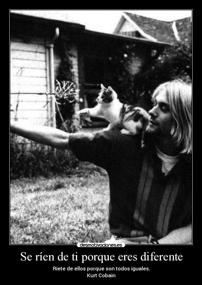 Se ríen de ti porque eres diferente - Ríete de ellos porque son todos iguales.
Kurt Cobain