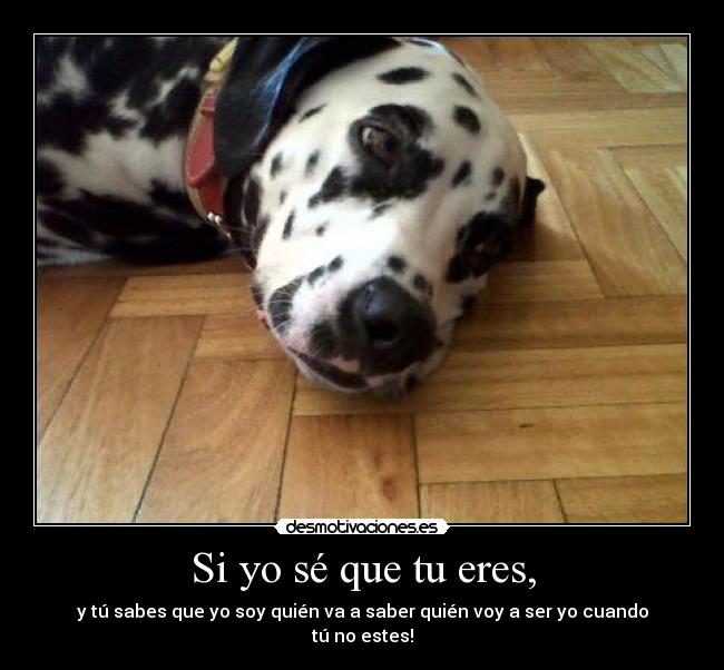 Si yo sé que tu eres, - y tú sabes que yo soy quién va a saber quién voy a ser yo cuando tú no estes!