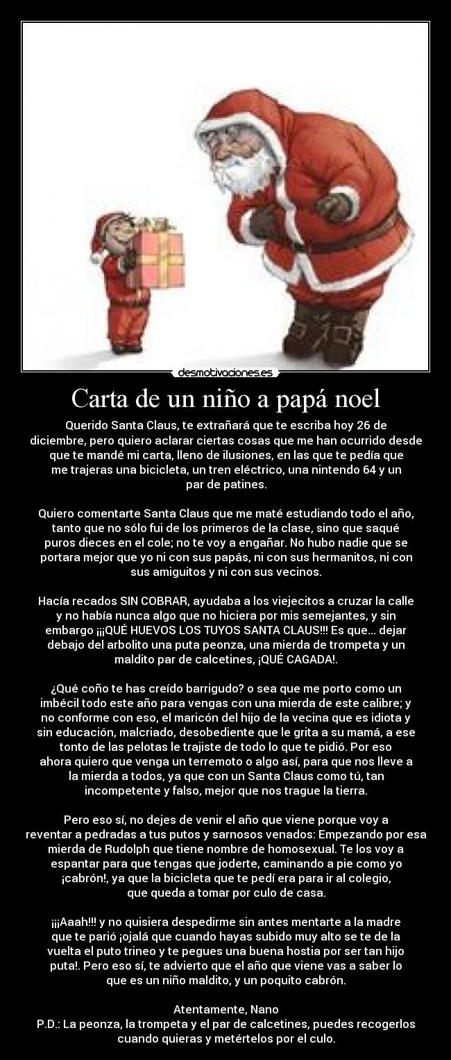 Carta de un niño a papá noel Desmotivaciones