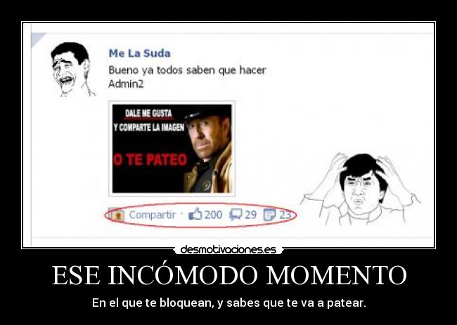 carteles icomodo momento chuck norris patada jackie chan yao ming facebook compartir suda problema shi desmotivaciones