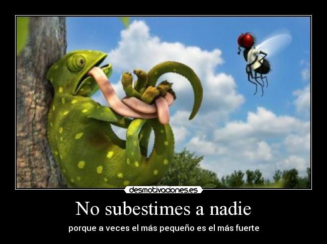 No subestimes a nadie - porque a veces el más pequeño es el más fuerte