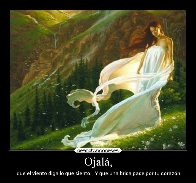 Ojalá, - que el viento diga lo que siento... Y que una brisa pase por tu corazón
