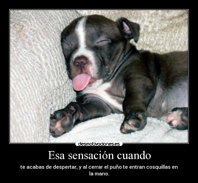 Esa sensación cuando - te acabas de despertar, y al cerrar el puño te entran cosquillas en la mano.