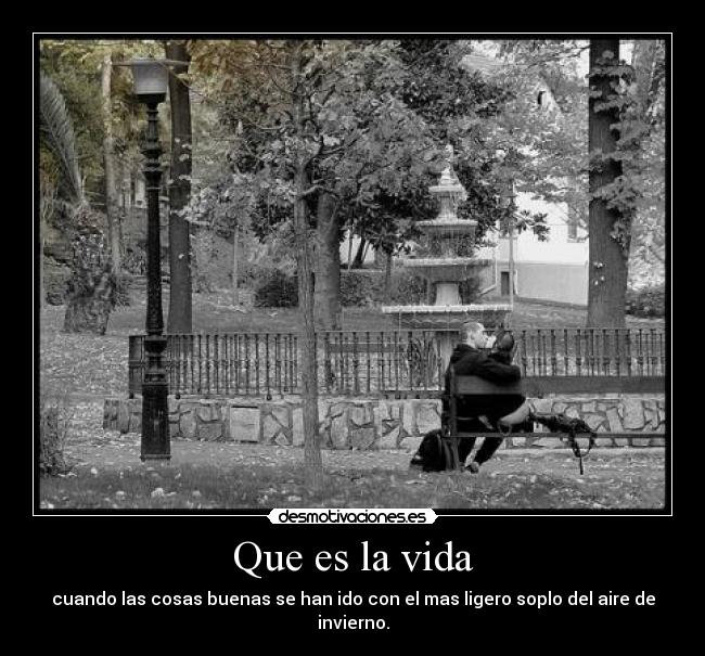 Que es la vida - cuando las cosas buenas se han ido con el mas ligero soplo del aire de invierno.