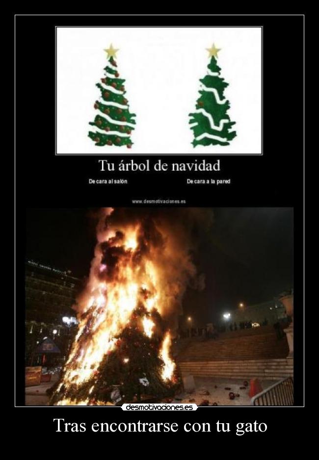 carteles navidad arbol gato desmotivaciones