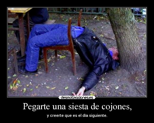 Pegarte una siesta de cojones, -