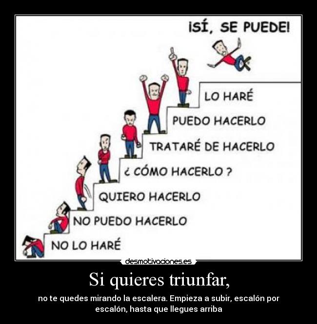 Si quieres triunfar, - no te quedes mirando la escalera. Empieza a subir, escalón por
escalón, hasta que llegues arriba