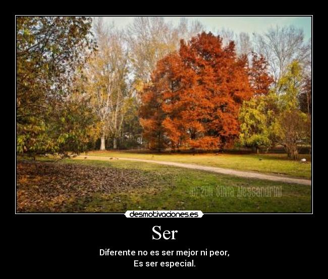Ser - Diferente no es ser mejor ni peor,
Es ser especial.