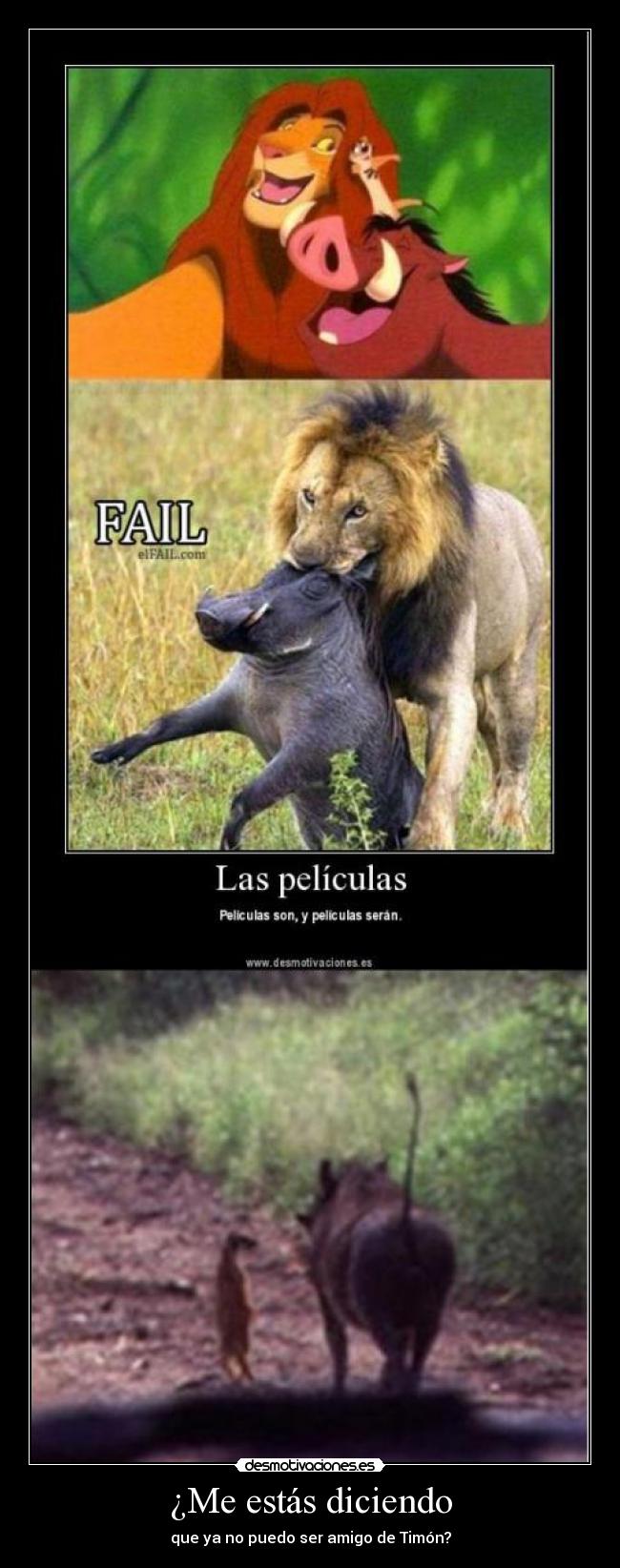 ¿Me estás diciendo - que ya no puedo ser amigo de Timón?