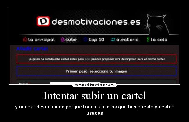 Intentar subir un cartel -