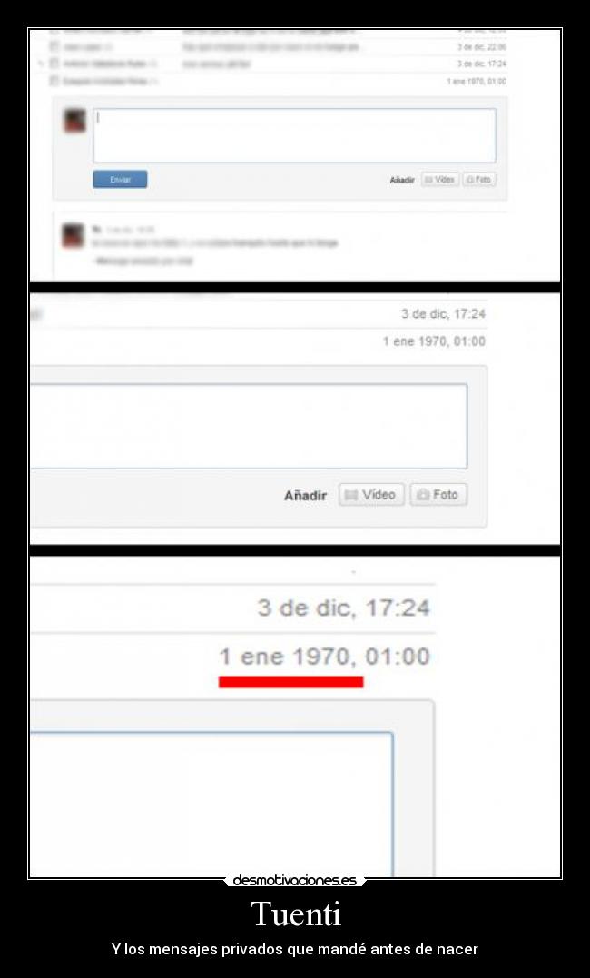 Tuenti - Y los mensajes privados que mandé antes de nacer