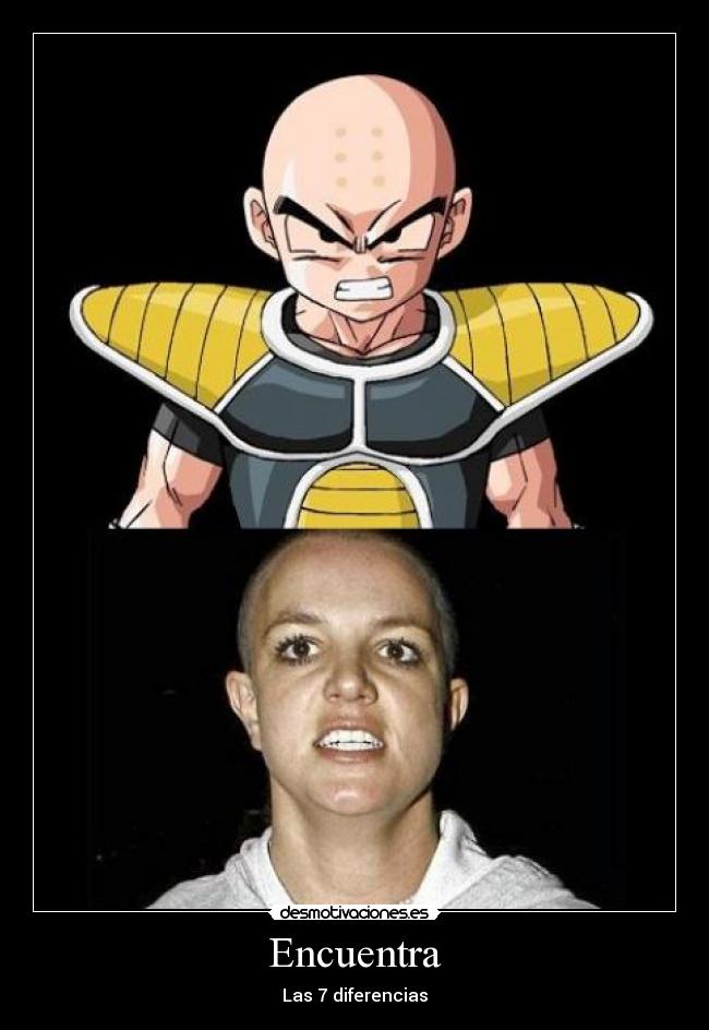 carteles krilin britney spears britney dragon ball bola dragon diferencias humor desmotivaciones desmotivaciones