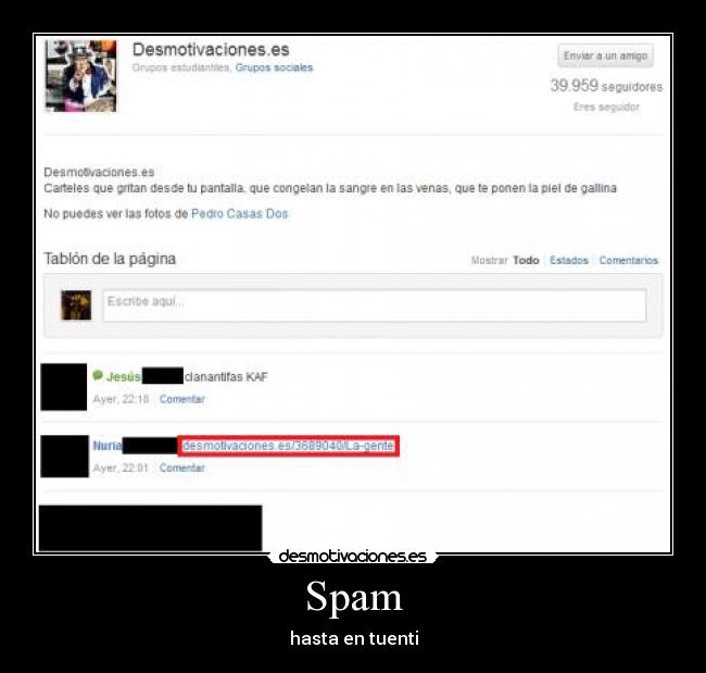 Spam - hasta en tuenti
