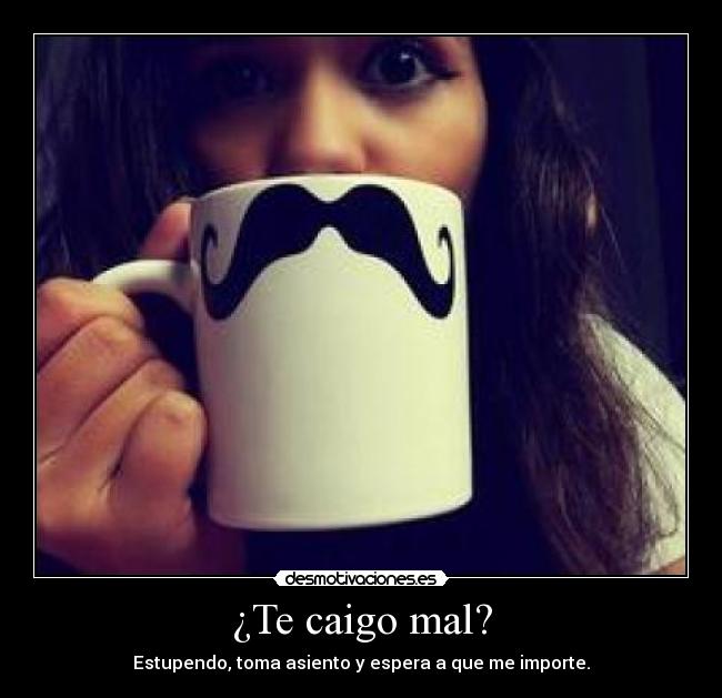 ¿Te caigo mal? - Estupendo, toma asiento y espera a que me importe.