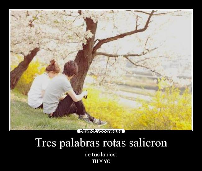 Tres palabras rotas salieron - de tus labios:
TU Y YO