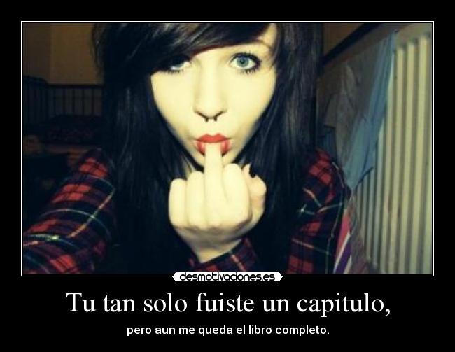 Tu tan solo fuiste un capitulo, - pero aun me queda el libro completo.