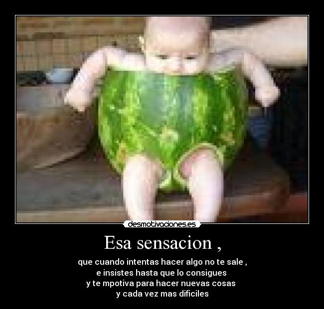 Esa sensacion , - que cuando intentas hacer algo no te sale ,
e insistes hasta que lo consigues
y te mpotiva para hacer nuevas cosas
y cada vez mas dificiles