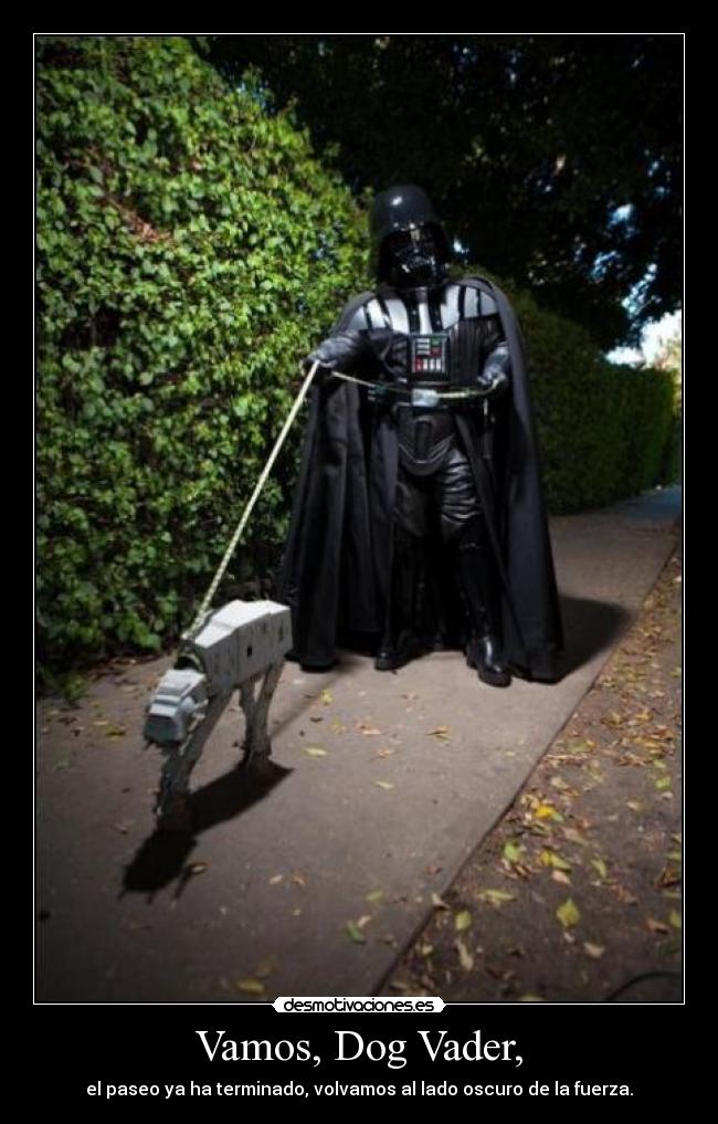 Vamos, Dog Vader, - el paseo ya ha terminado, volvamos al lado oscuro de la fuerza.