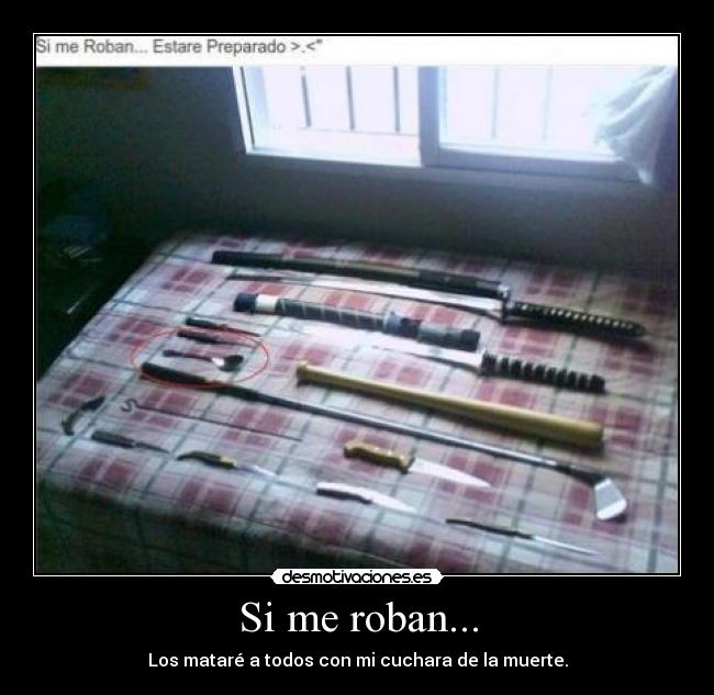 Si me roban... - Los mataré a todos con mi cuchara de la muerte.