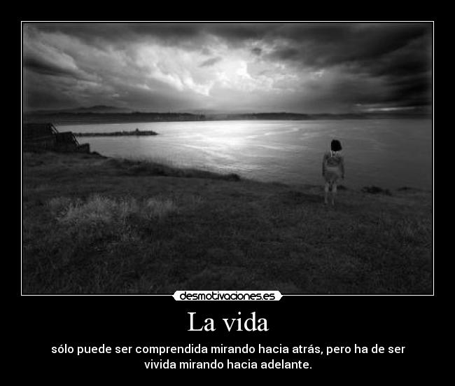 La vida - sólo puede ser comprendida mirando hacia atrás, pero ha de ser
vivida mirando hacia adelante.