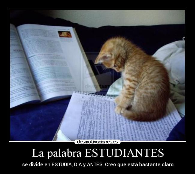 La palabra ESTUDIANTES - se divide en ESTUDIA, DIA y ANTES. Creo que está bastante claro