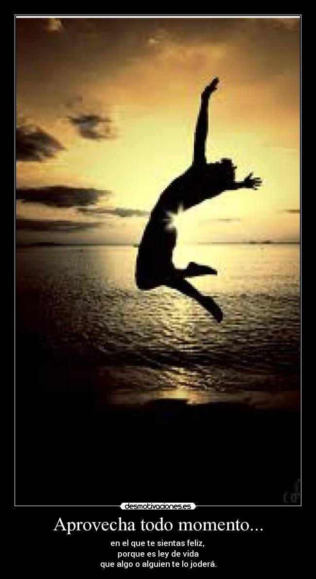 Aprovecha todo momento... - en el que te sientas feliz, 
porque es ley de vida
que algo o alguien te lo joderá.