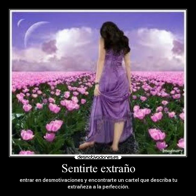 Sentirte extraño - entrar en desmotivaciones y encontrarte un cartel que describa tu
extrañeza a la perfección.