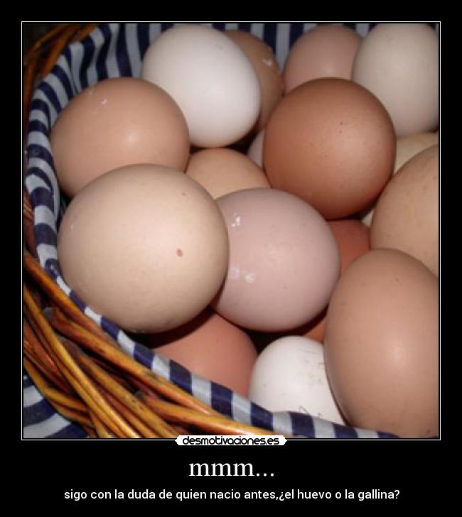 mmm... - sigo con la duda de quien nacio antes,¿el huevo o la gallina?