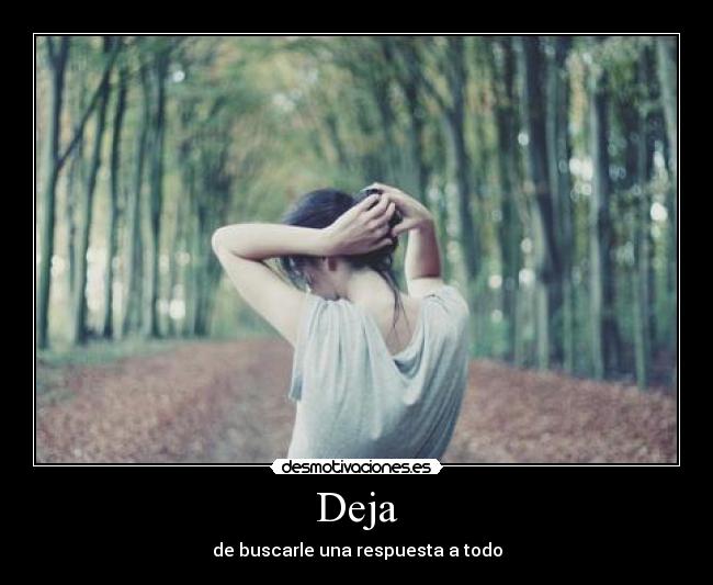 Deja - de buscarle una respuesta a todo