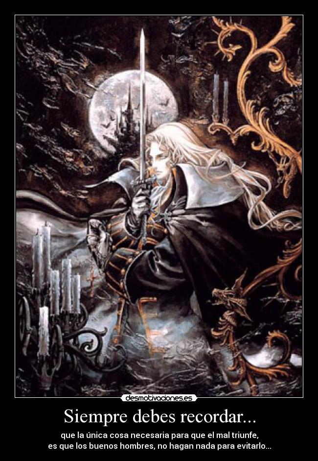 carteles anime castlevania symphony the night alucard desmotivaciones