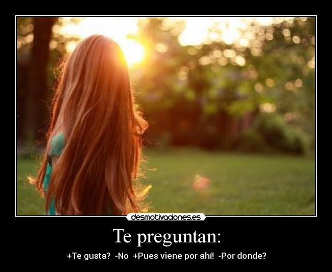Te preguntan: - +Te gusta? -No +Pues viene por ahí! -Por donde?