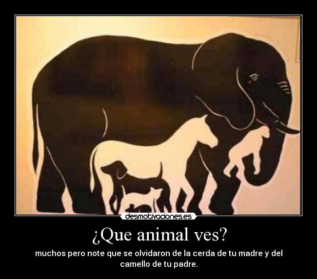¿Que animal ves? - muchos pero note que se olvidaron de la cerda de tu madre y del camello de tu padre.