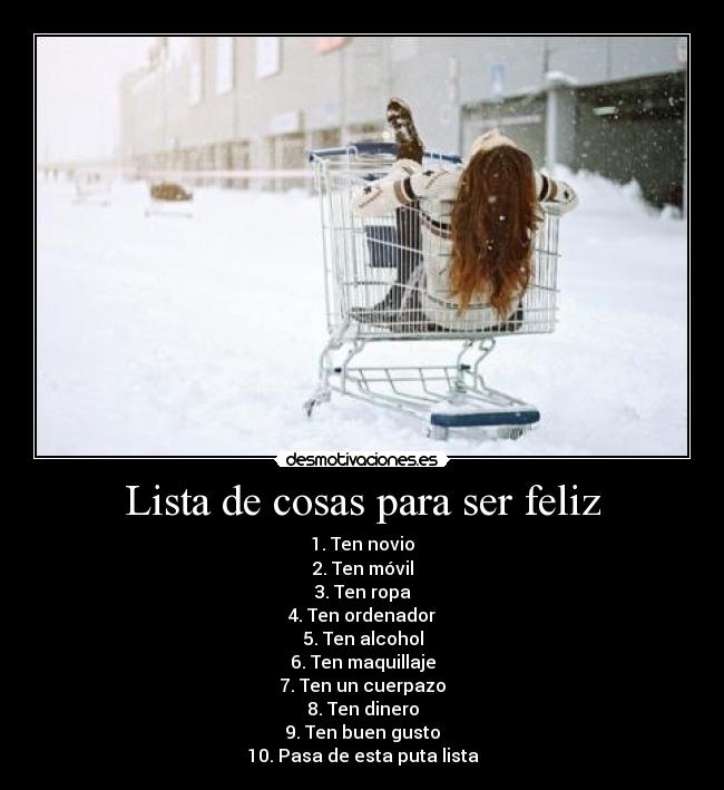 Lista de cosas para ser feliz -