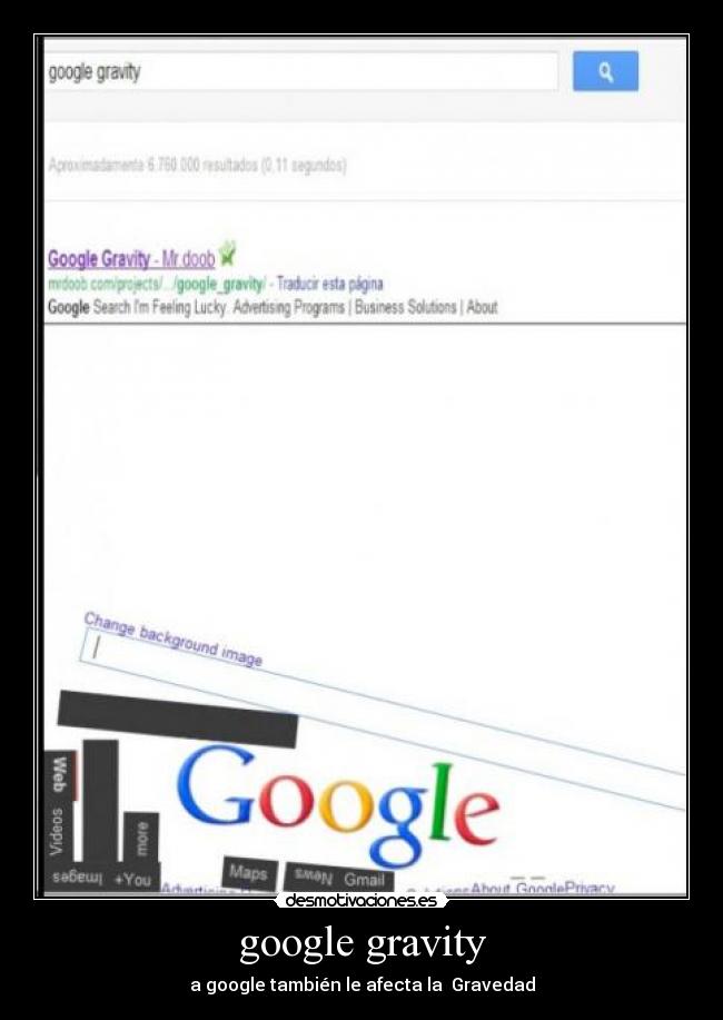 google gravity - a google también le afecta la Gravedad
