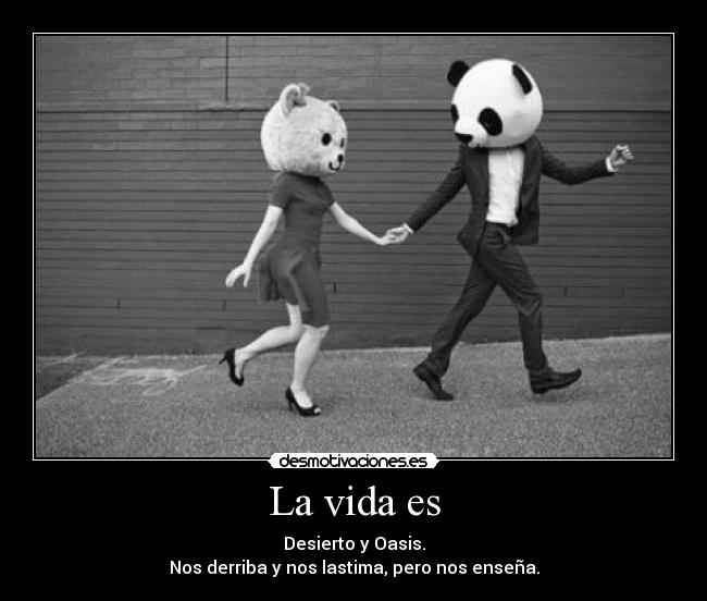 La vida es - Desierto y Oasis.
Nos derriba y nos lastima, pero nos enseña.