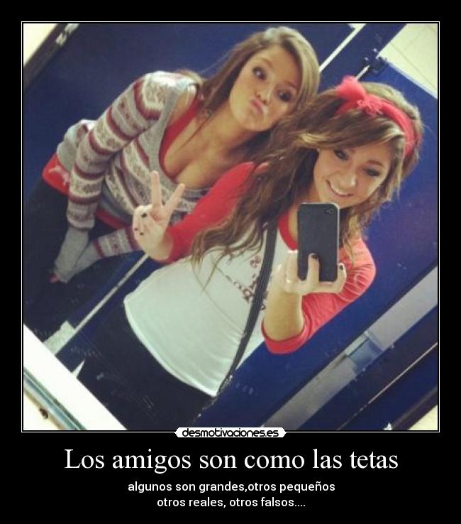 Los amigos son como las tetas - algunos son grandes,otros pequeños
otros reales, otros falsos....