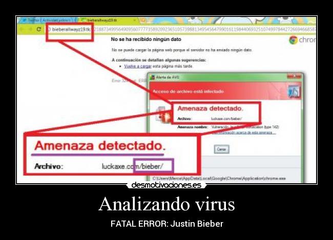 Analizando virus - FATAL ERROR: Justin Bieber