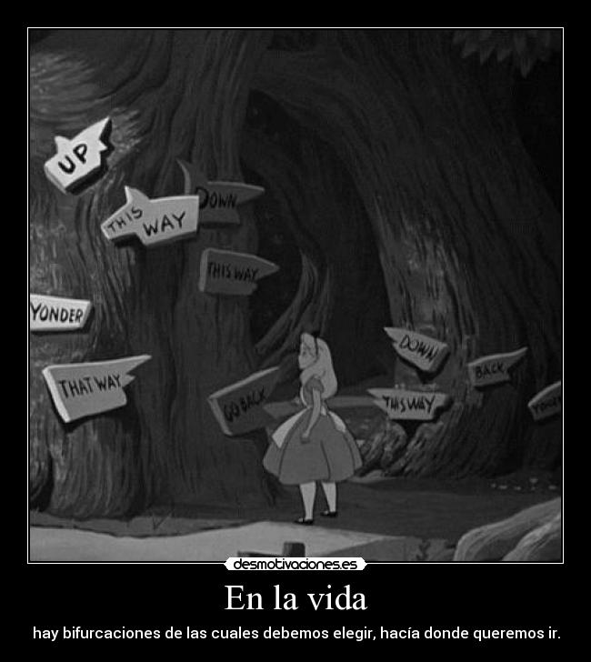 En la vida - hay bifurcaciones de las cuales debemos elegir, hacía donde queremos ir.