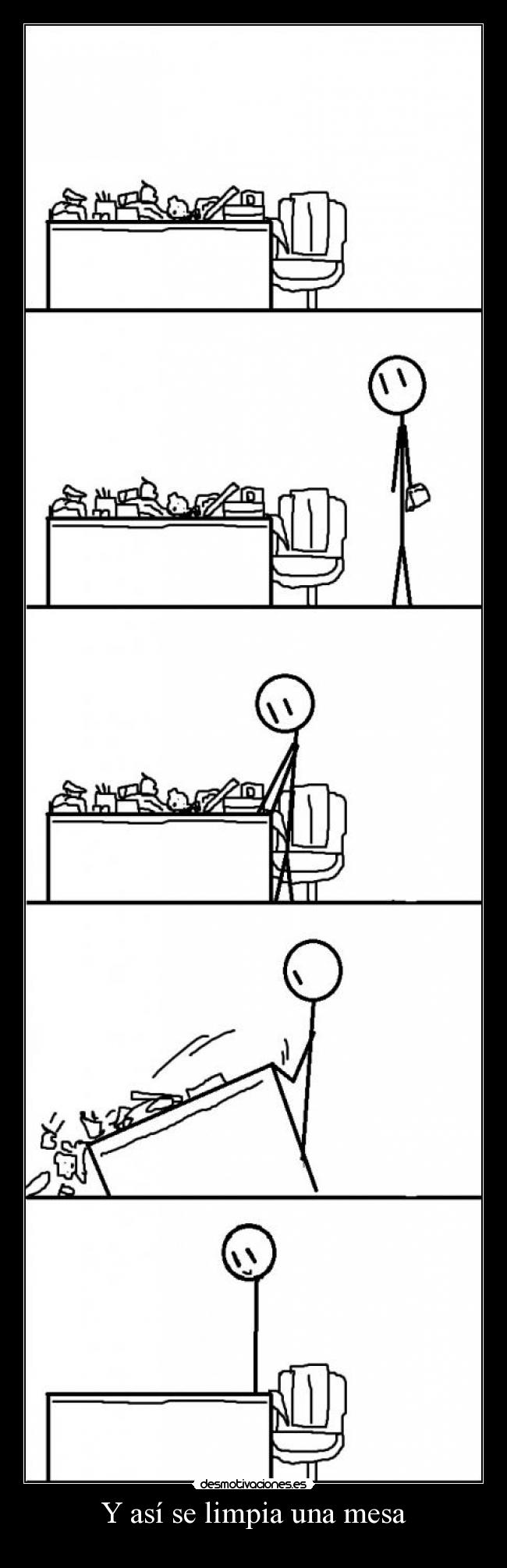 Y así se limpia una mesa -